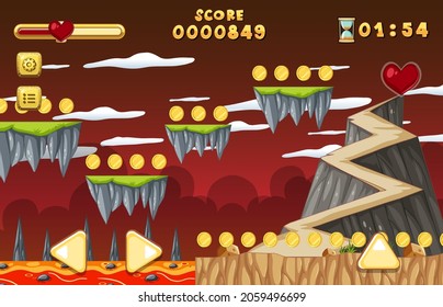 Lava Höhle Platformer Game-Vorlagengrafik