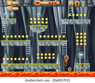 Lava Cave Platformer Game template  illustration