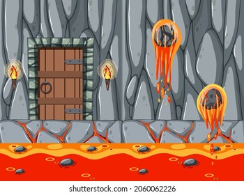 Lava Cave Platformer Game template  illustration