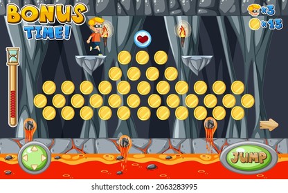 Lava Cave Platformer Game template  illustration