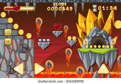 Lava Höhle Platformer Game-Vorlagengrafik