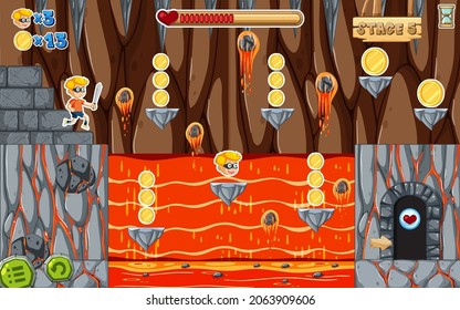 Lava Höhle Platformer Game-Vorlagengrafik