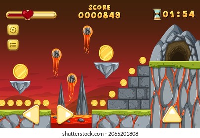 Lava Cave Platformer Game template  illustration