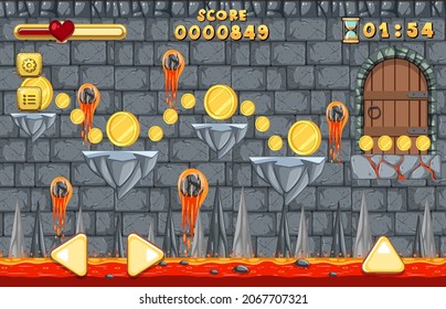 Lava Cave Platformer Game template  illustration