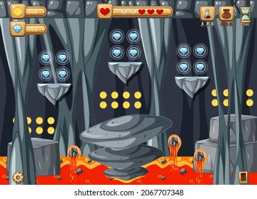 Lava Höhle Platformer Game-Vorlagengrafik