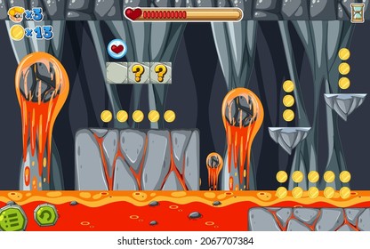 Lava Cave Platformer Game template  illustration