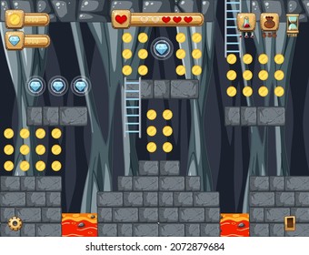 Lava Cave Platformer Game template  illustration