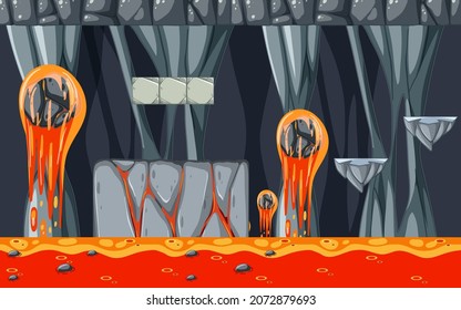 Lava Cave Platformer Game template  illustration