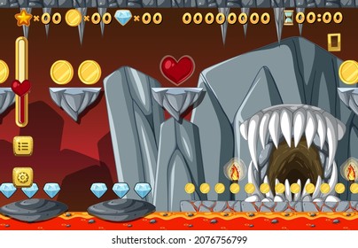 Lava Höhle Platformer Game-Vorlagengrafik