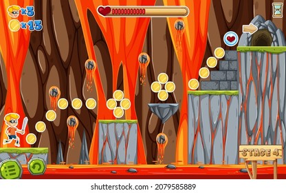 Lava Cave Platformer Game template  illustration
