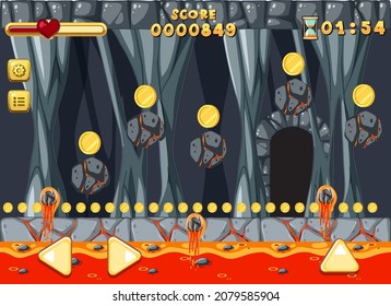 Lava Cave Platformer Game template  illustration
