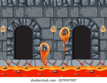 Lava Cave Platformer Game template  illustration