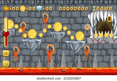 Lava Cave Platformer Game template  illustration
