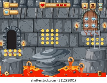 Lava Cave Platformer Game template  illustration