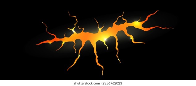 Lava crack. Earthquake and ground cracks, hole effect, craquelure and damaged lava texture. Vector illustrations can be used for topics earthquake, crash, destruction