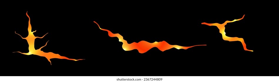 Grieta de lava. Terremoto y grietas de tierra, efecto hoyo, craquelura y textura de lava dañada. Las ilustraciones vectoriales se pueden usar para temas como terremoto, accidente, destrucción