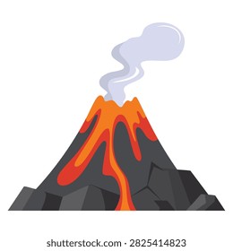 Lava eruption volcano icon cartoon vector icon for web design isolated on white background suitable for geology disaster nature science and education themes