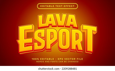 efecto de texto 3d de color claro de la luz de esport de lava