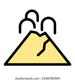 Lava fire icon outline vector. Volcanic eruption. Ash magma color flat