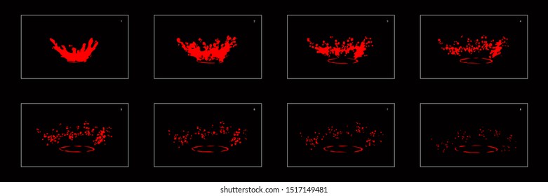 Lava or fire splash special effect animation sprite sheet. Classic animation for game, cartoon, motion or something else.