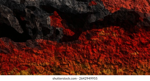 Lava Flows on active volcano aerial view