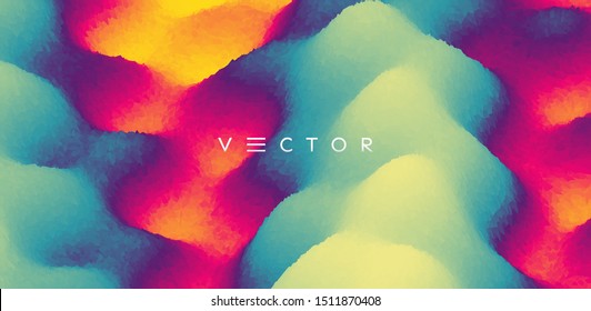 Lava flows with their glowing, red-and-orange rivers of fire. Hot surface and smoke. Abstract background. Vector illustration.