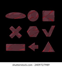 lava game button set cartoon. frame ice, player bit, texture fantasy lava game button sign. isolated symbol vector illustration