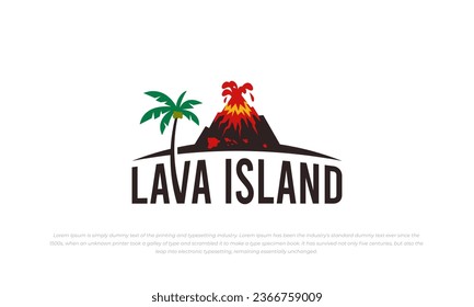 lava island logo. The volcano is emitting lava