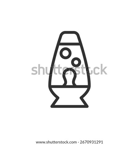 Lava lamp, linear icon. Decorative ambient light with floating wax. Line with editable stroke.