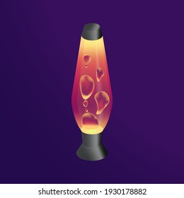 Lava lamp with pleasant warm light in an isometric view. Drawing in 3D