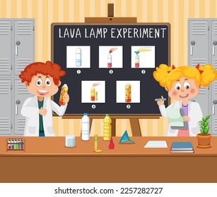 Lava lamp science experiment illustration