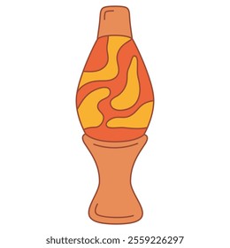 Lava lamp.Cartoon retro groovy lava lamp.Vector illustration.Isolated on white background.