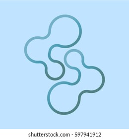Lava logo. Molecular structure logo on the blue background