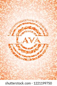 Lava orange mosaic emblem with background