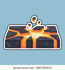 Lava platform graphic element with flowing molten lava and lava rocks a great addition for any creative project