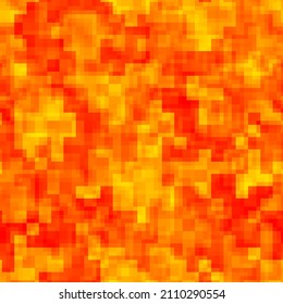 Lava seamless mosaic pattern in sun fire colors. Vector camouflage seamless pattern textile print. Background is made up of multicolored tiles. EPS10 vector texture file