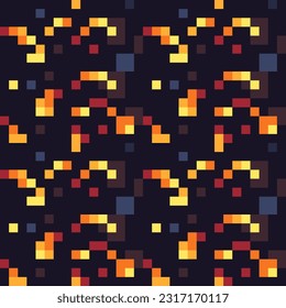 Lava seamless pattern, fire ground textures, vector illustration. abstract seamless tiles pixel art style background. 8-bit. Design for web, stickers, logo and mobile app.