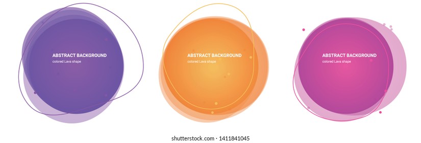 Lava Shape Minimal Design Multicolored Gradients Abstract Backgrounds for Banner, Presentation. Isolated Round Design Elements with Wavy Shape in Casablanca, Cerise, Violet Red colors.