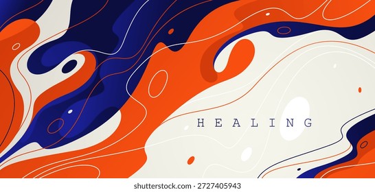 Fondo abstracto de flujo de Formas de lava, Fondo de pantalla de Vector con Formas líquidas que fluyen en movimiento dinámico, abstracción de curvas de agua ondulada.