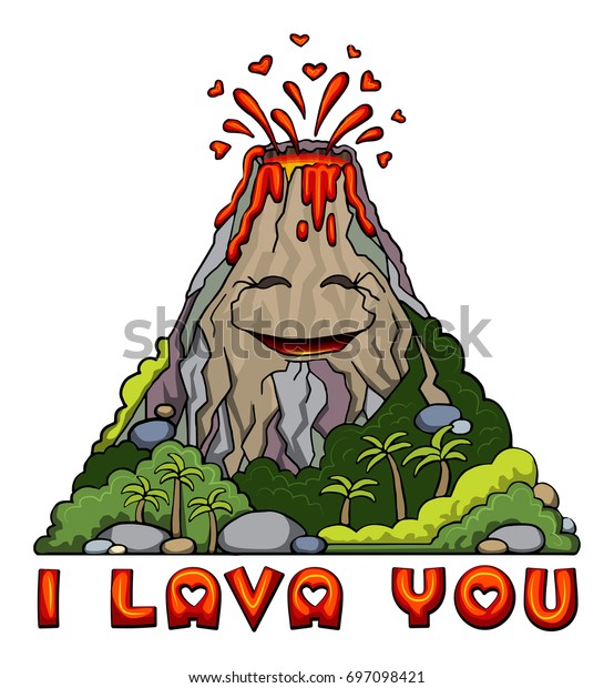 Lava You Pun Card Smiling Volcano Stock Vector (Royalty Free) 697098421