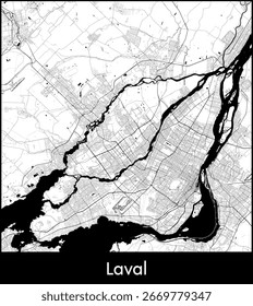 Laval city map, Canada - Topographic vector map poster