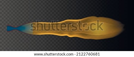 Laval nozzle at work. Rocket fuel ignites inside compression chamber and then accelerates to supersonic speed and gush out the nozzle forming a jet of scorching gases. Vector illustration.
