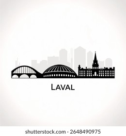 Laval Skyline Silhouette — Suburban Quebec City with Cosmodome and Riverfront Vector Illustration