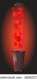 Lava-lamp on a dark background. Red lava-lamp.