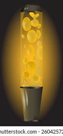 Lava-lamp on a dark background. Yellow lava-lamp.