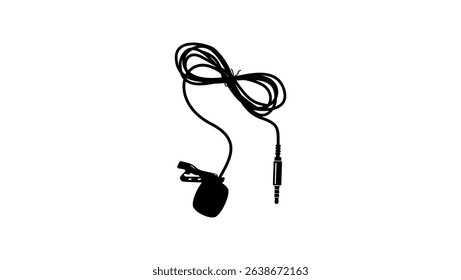 Lavalier Clip On Microphone, black isolated silhouette