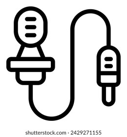 Lavalier microphone icon outline vector. Reporter equipment. Interview broadcasting system