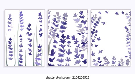 Farbbanner mit Lavander-Aquarell auf 4 Vektorhintergrund
