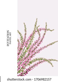 Lavandula winzige Blumen, Lavendelblütenhintergrund. Herbal duftende Blumengrafik für Aromakosmetik, Reisewerbung, Hochzeitskarten, Parfüm, Spa, Bauernhof . Vektorillustration.