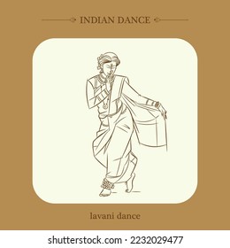 lavani dance line drawing vector illustration